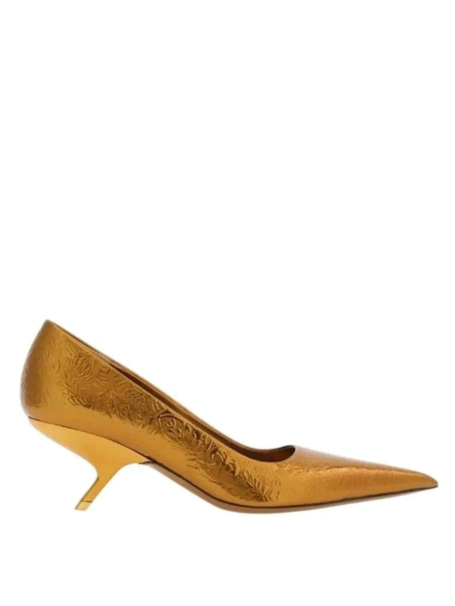 Туфли Ferragamo Eva 55 с ламинированным покрытием Riace — изображение 1 из 3, золото
