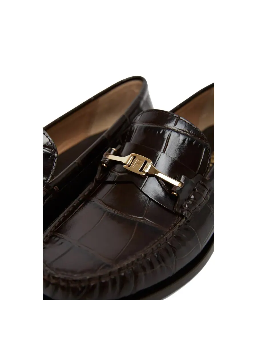 Лоферы Ferragamo Harry с тиснением под крокодила — изображение 3 из 3, коричневый