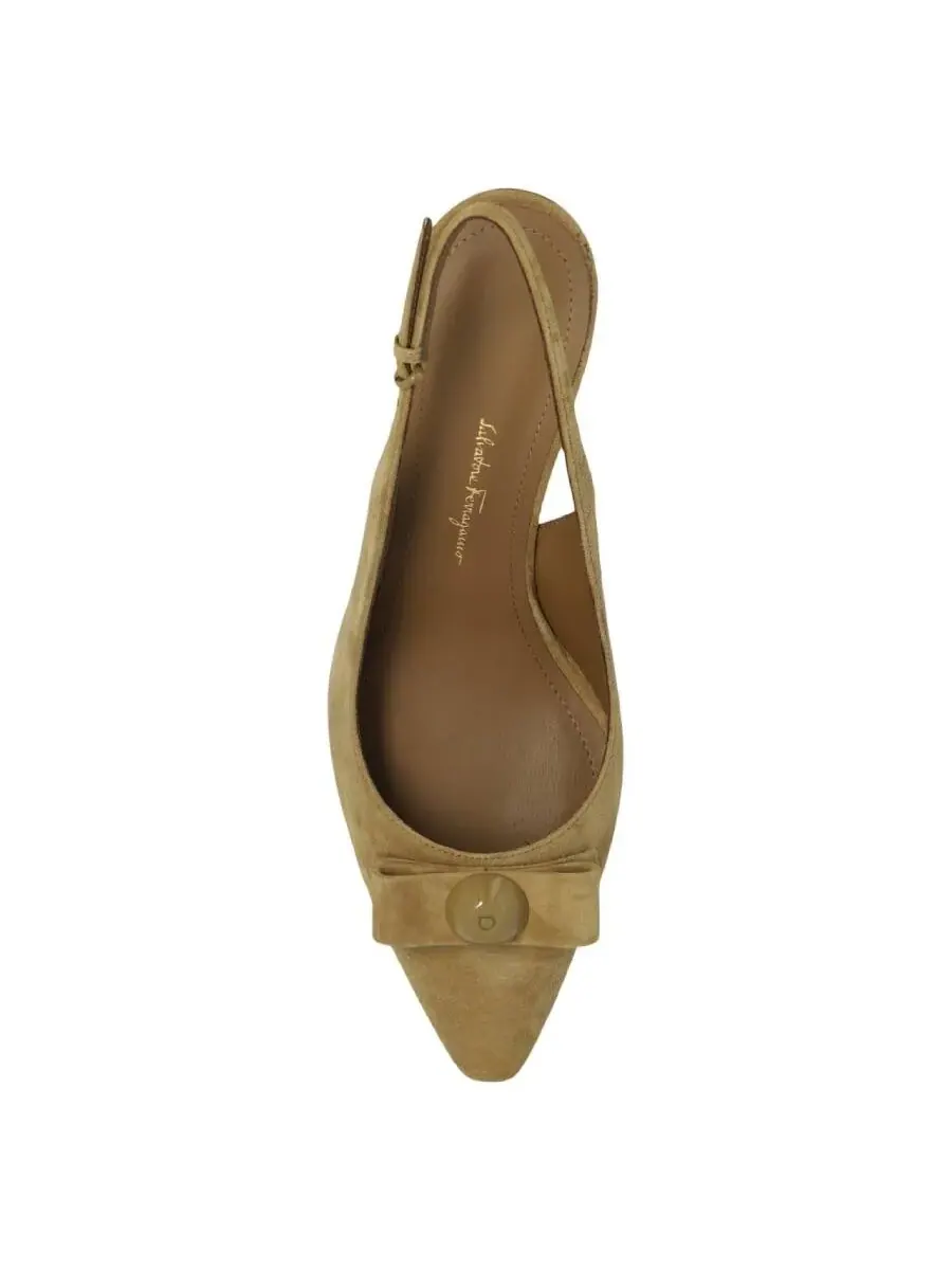 Женские туфли-лодочки Ferragamo Karine 55 на ремешке с открытой пяткой, размер 4 C — изображение 2 из 2, бежевый