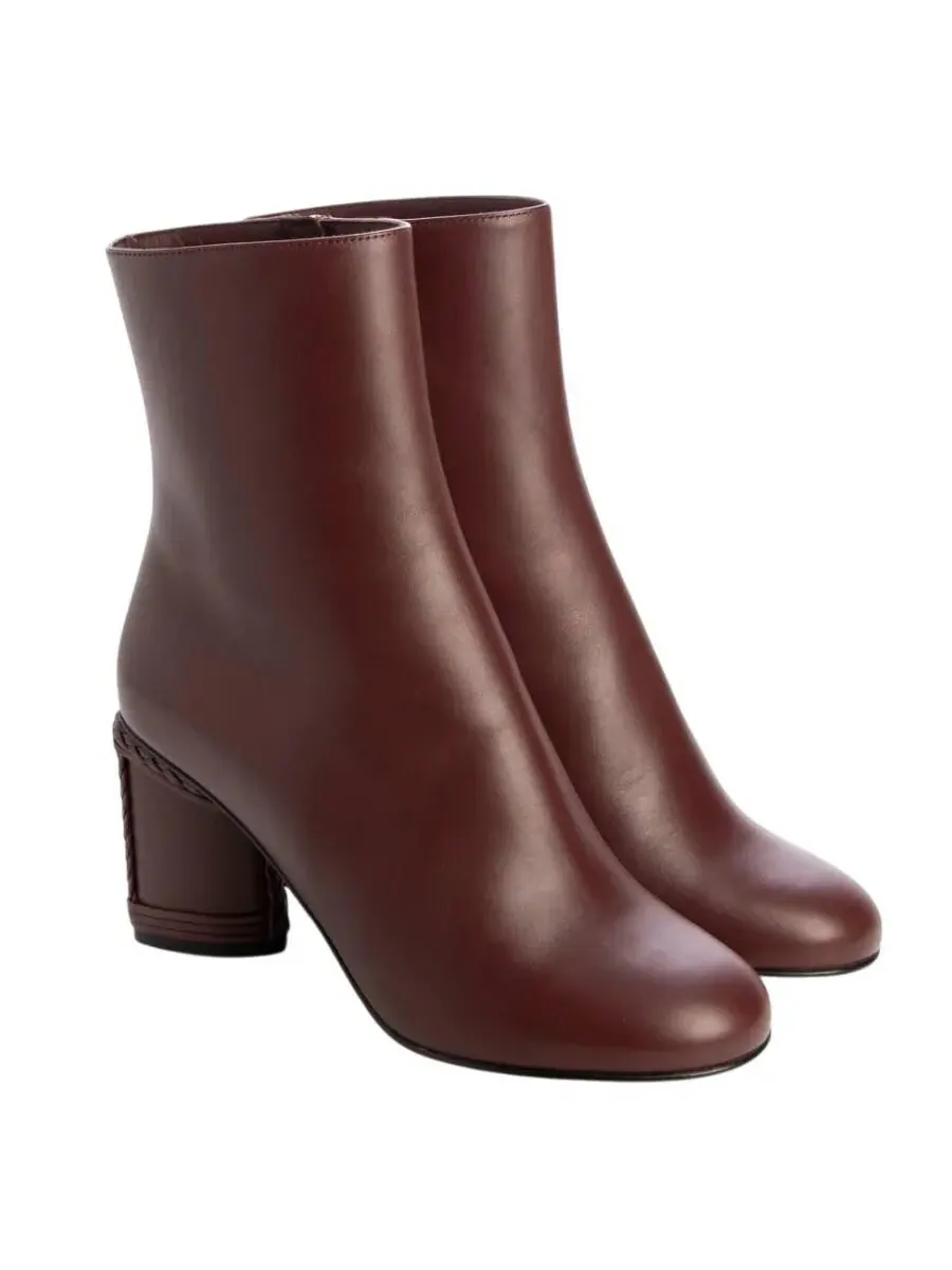 Кожаные ботильоны Ferragamo на массивном каблуке, размер 7 D