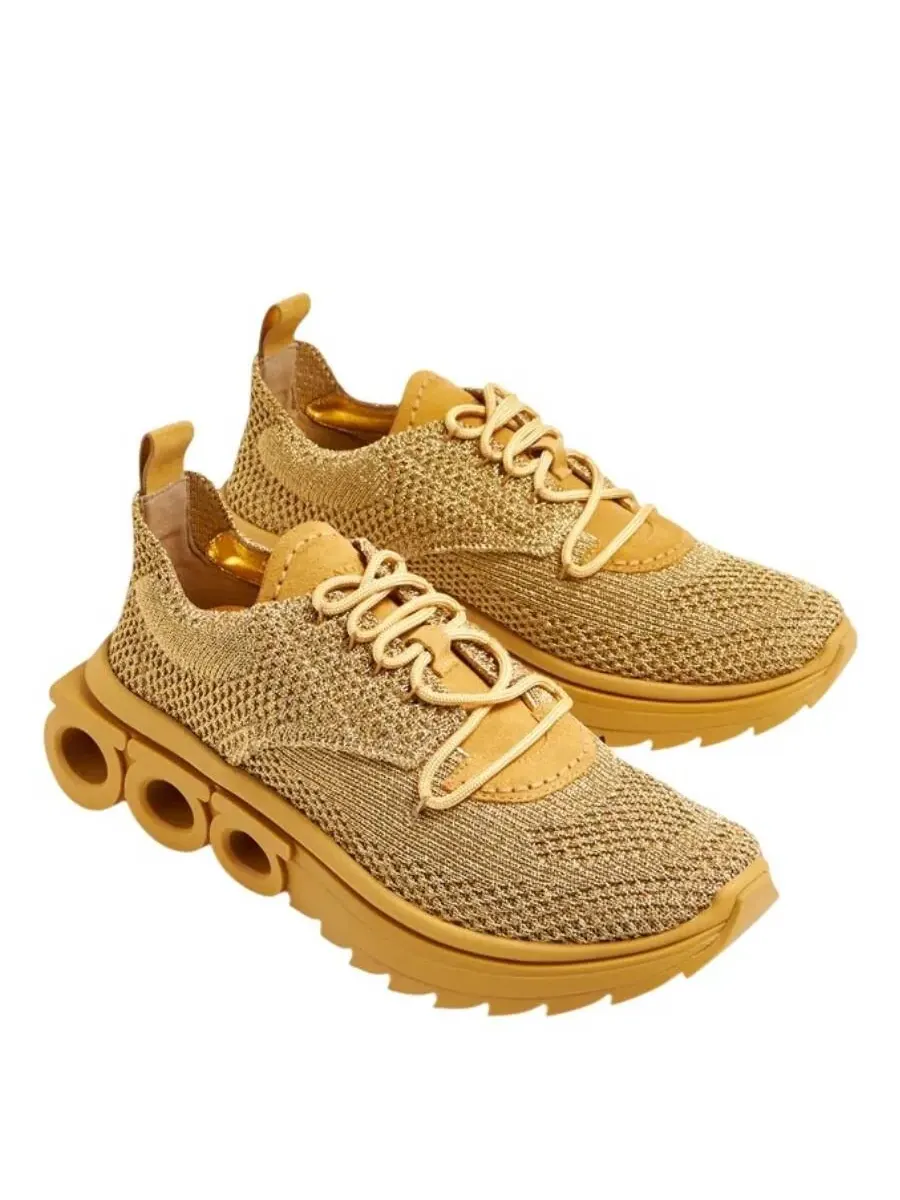 Кроссовки низкие Ferragamo Nima Knit — изображение 2 из 3, светлый желтый