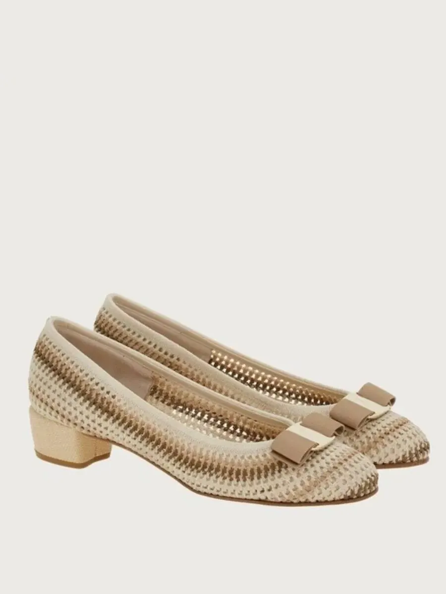 Туфли Ferragamo Vara с вязаными элементами — изображение 2 из 4, белый