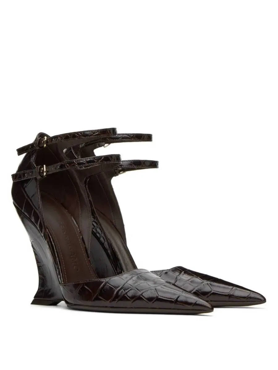 Туфли-лодочки Ferragamo Vidya с контурным каблуком — изображение 2 из 3, коричневый