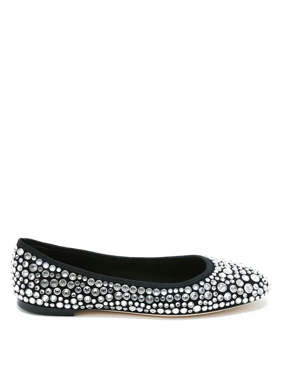 Женские балетки Giuseppe Zanotti Amur с кристаллами и замшей