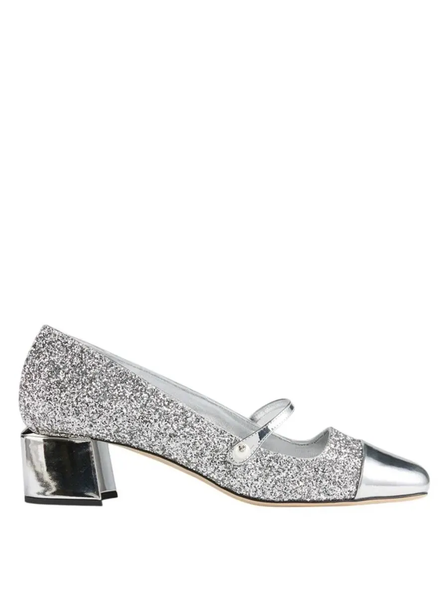 Туфли-лодочки Jimmy Choo Elisa 45 с блестками, брендовый размер 36 (американский размер 6) — серебристый
