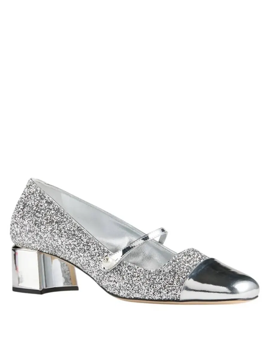 Туфли-лодочки Jimmy Choo Elisa 45 с блестками, брендовый размер 36 (американский размер 6) — изображение 2 из 3, серебряный