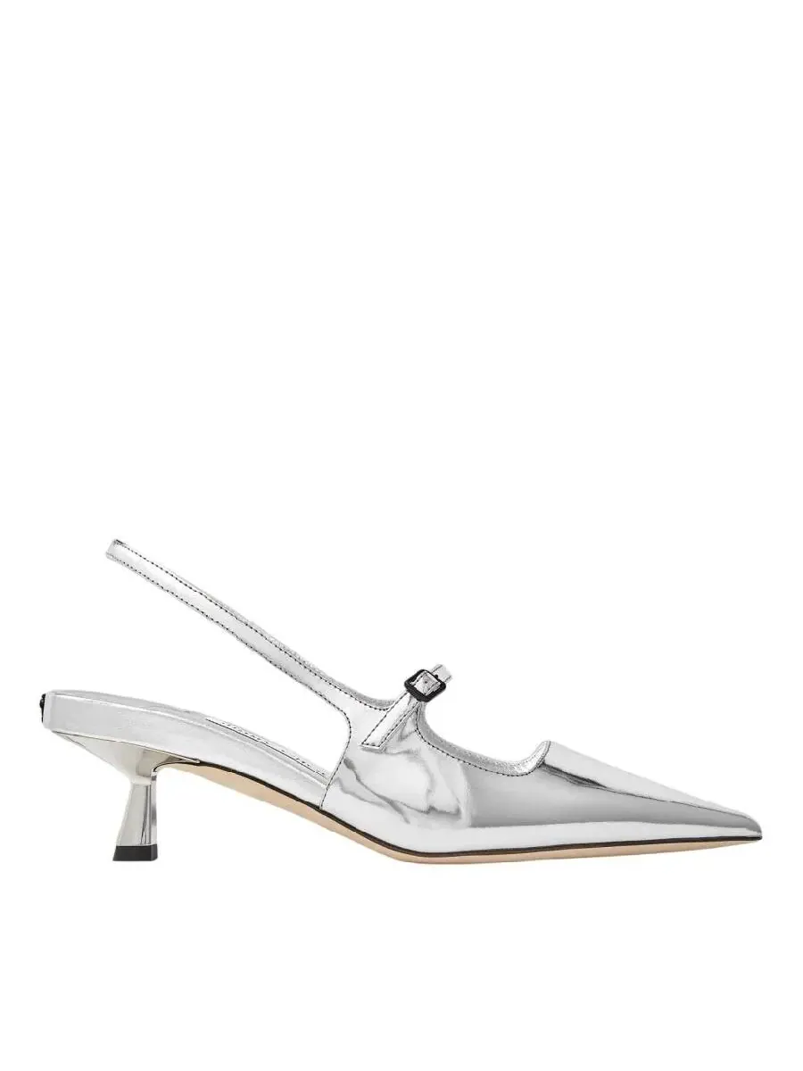 Кожаные туфли Jimmy Choo Didi 45 с острым носком — серебристый