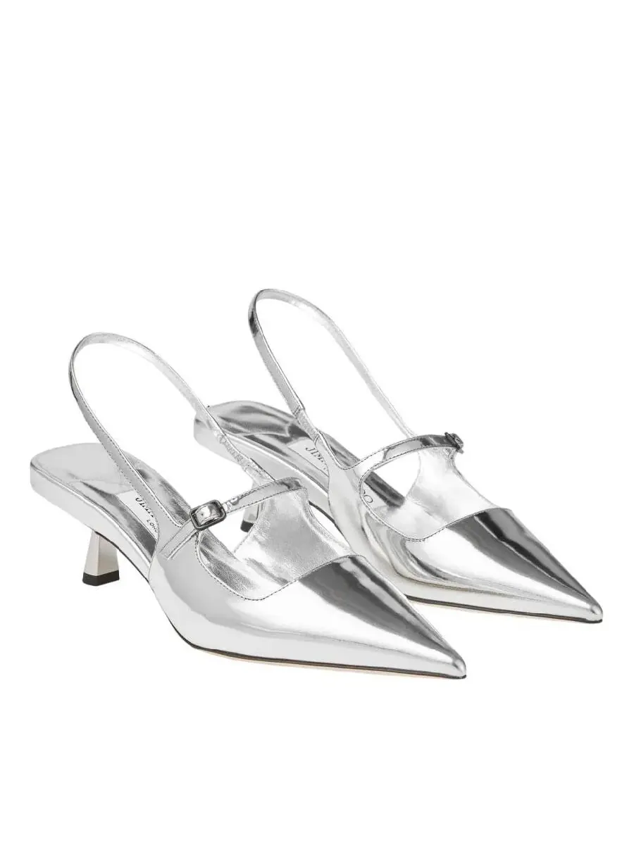 Кожаные туфли Jimmy Choo Didi 45 с острым носком — изображение 2 из 3, серебряный