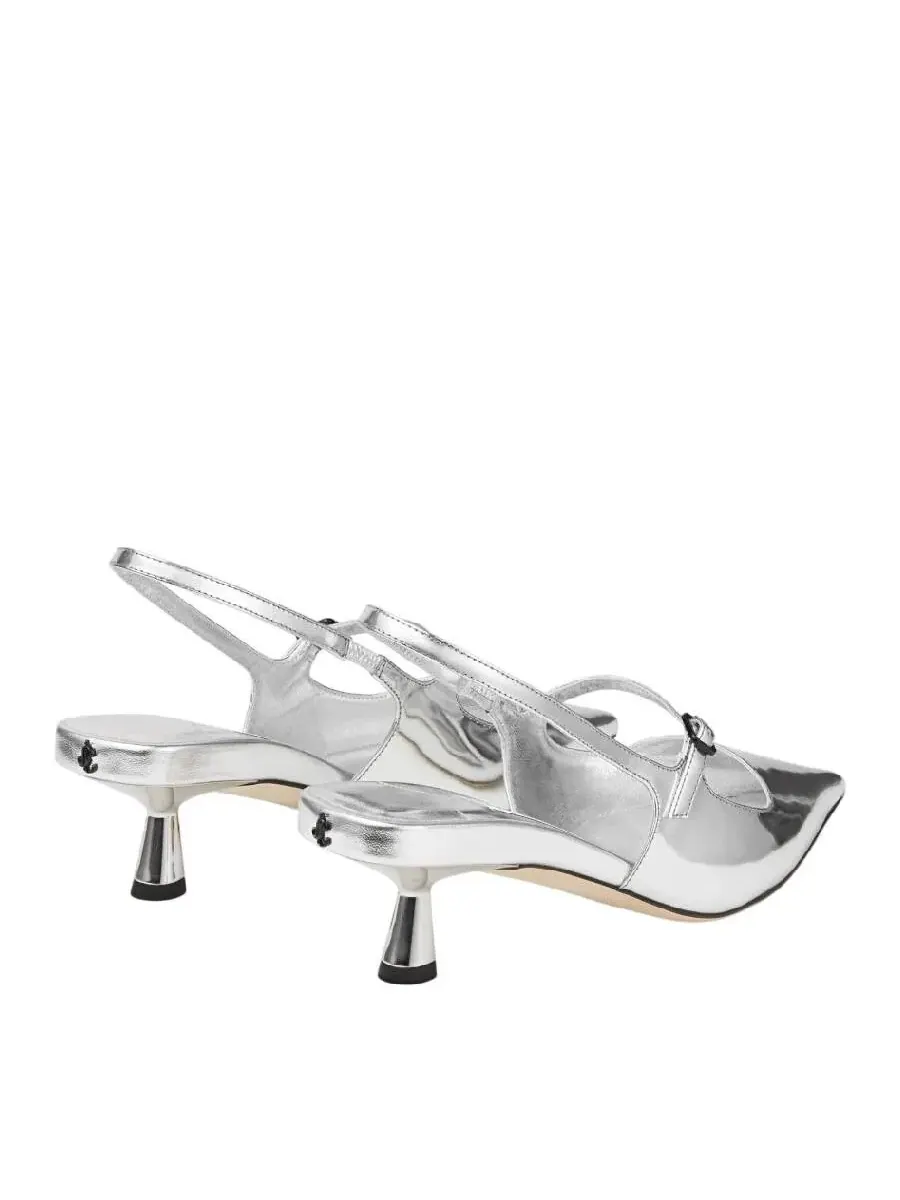 Кожаные туфли Jimmy Choo Didi 45 с острым носком — изображение 3 из 3, серебряный
