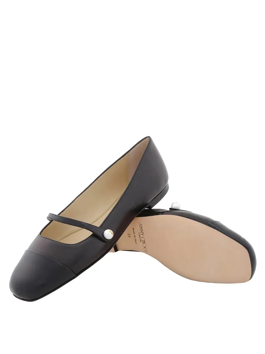 Балетки Jimmy Choo Elisa из черной кожи наппа и лакированной кожи — изображение 2 из 4, черный/черный