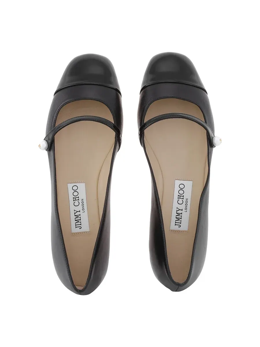 Балетки Jimmy Choo Elisa из черной кожи наппа и лакированной кожи — изображение 3 из 4, черный/черный