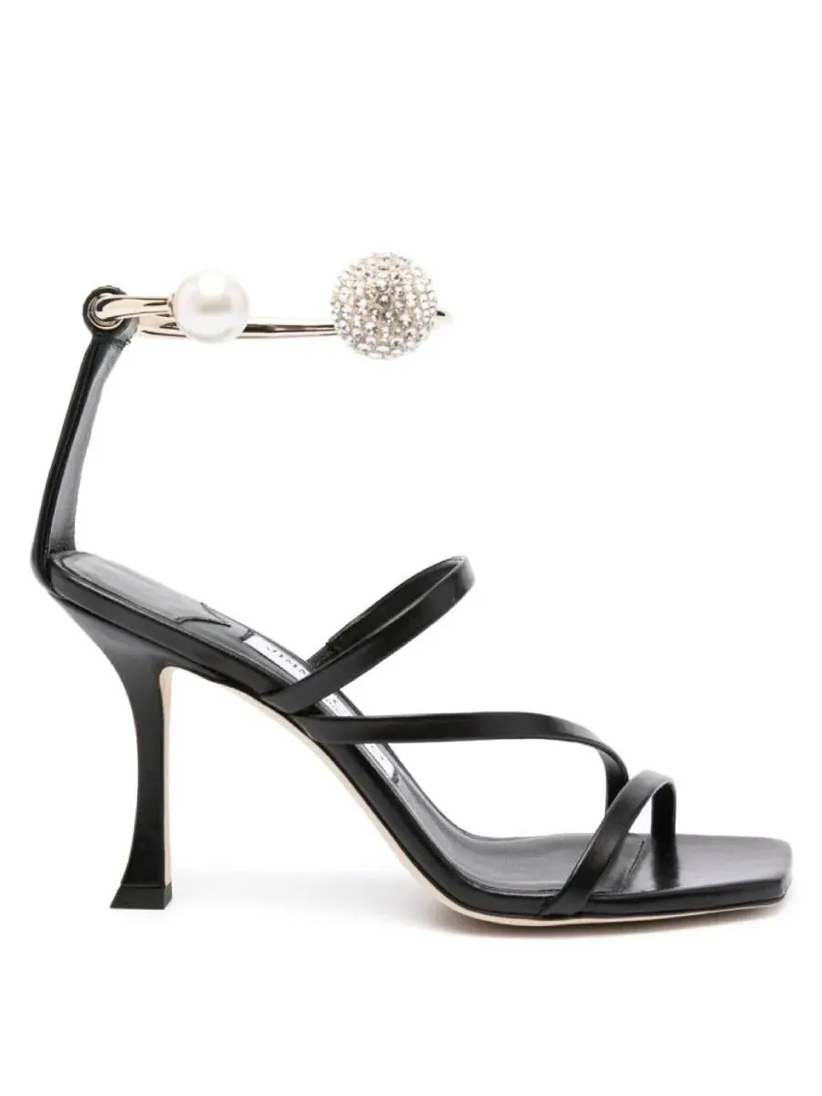 Босоножки Jimmy Choo Ottilia 90 с ремешками из кристаллов и жемчуга — изображение 1 из 3, черный