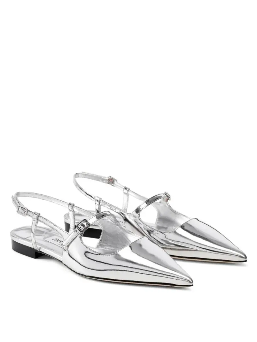 Балетки Jimmy Choo Silver Didi из кожи — изображение 2 из 3, серебряный