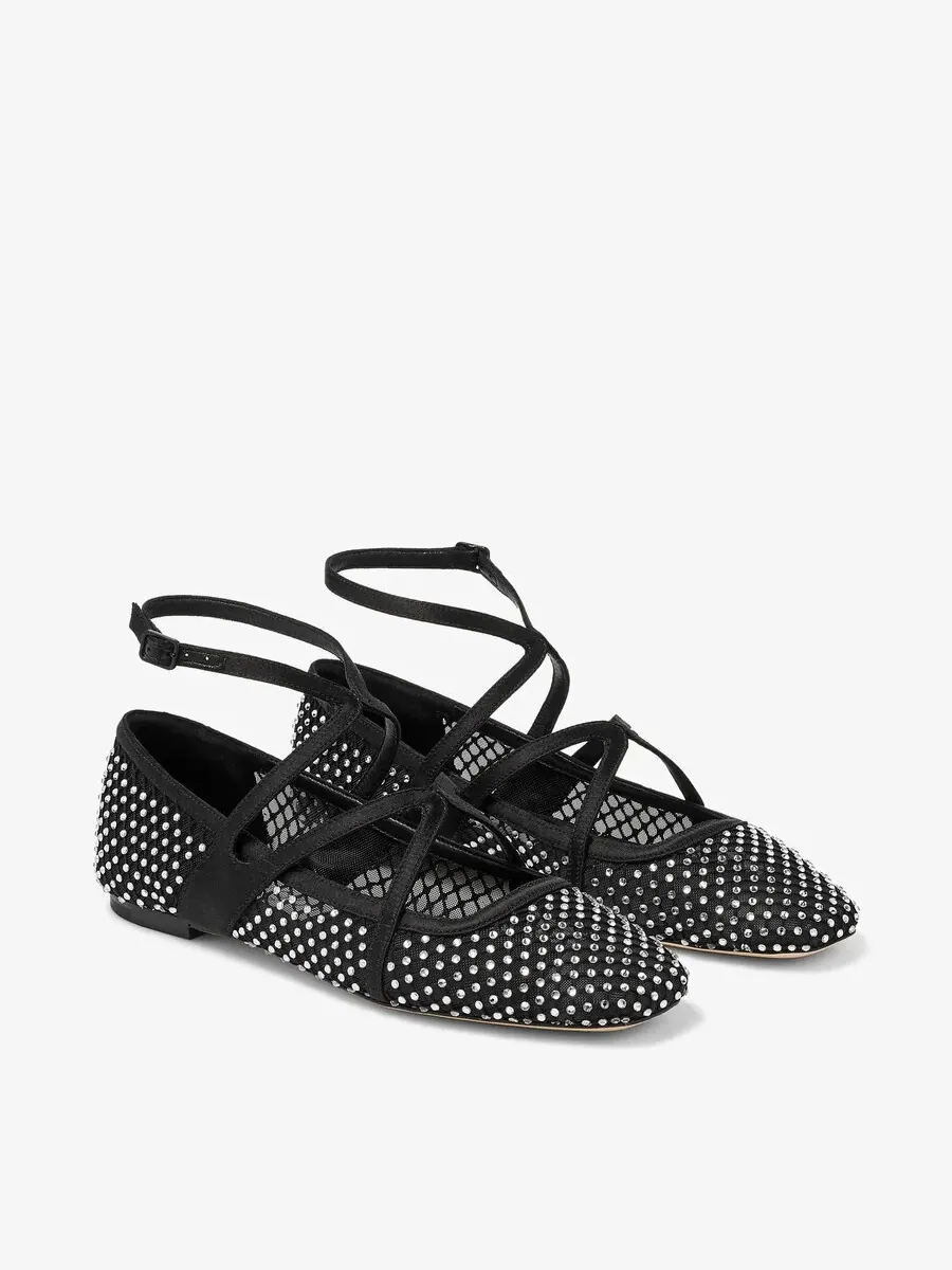 Женские балетки Jimmy Choo Astoria черные с кристаллами — изображение 2 из 3, черный