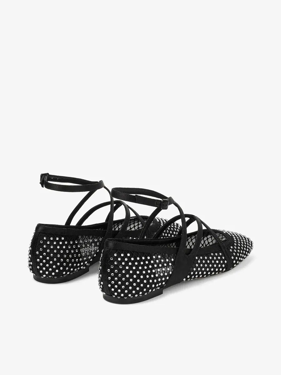 Женские балетки Jimmy Choo Astoria черные с кристаллами — изображение 3 из 3, черный