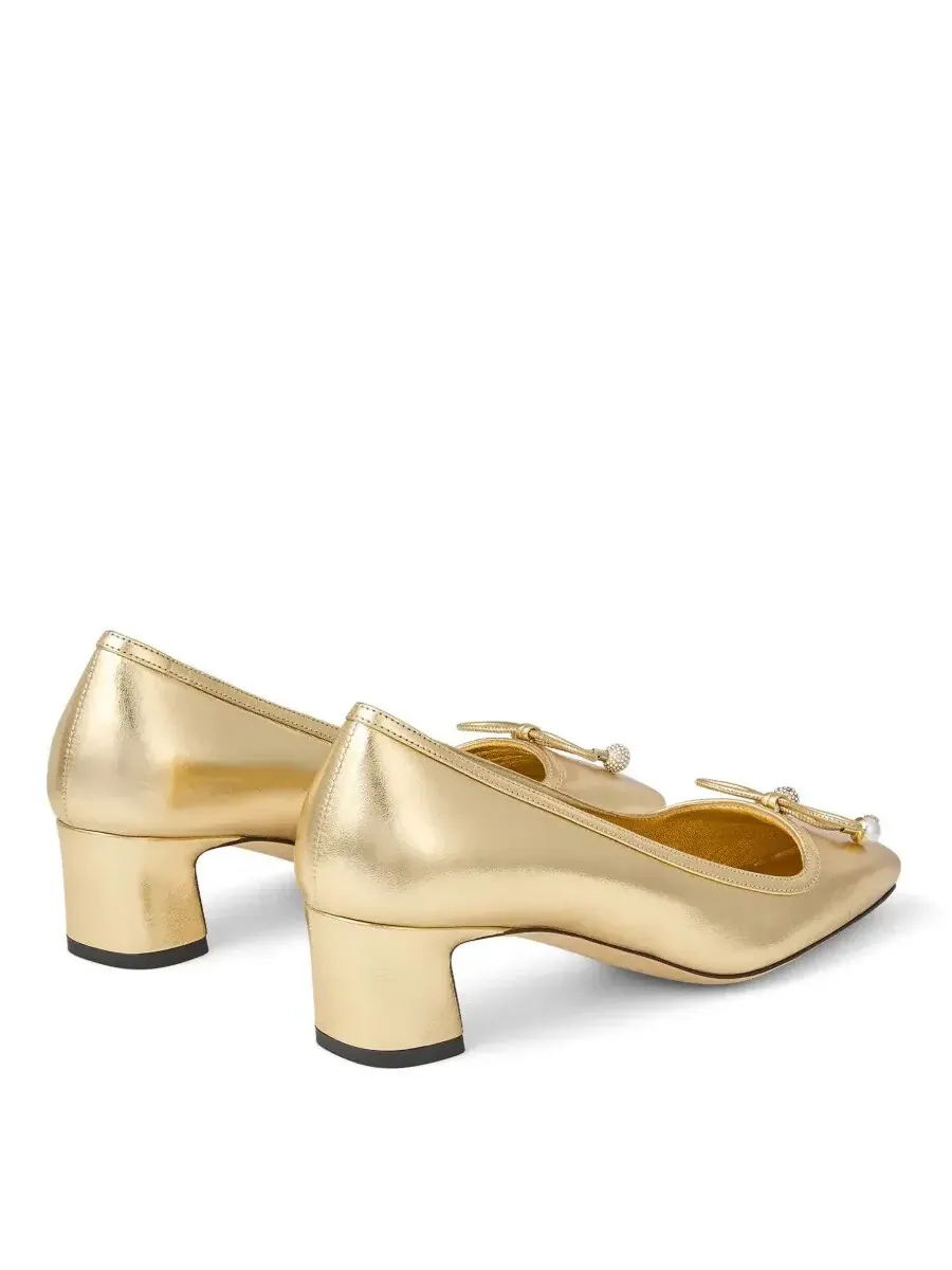 Женские туфли Jimmy Choo Elme 45 из кожи наппа цвета латте — изображение 3 из 3, золото