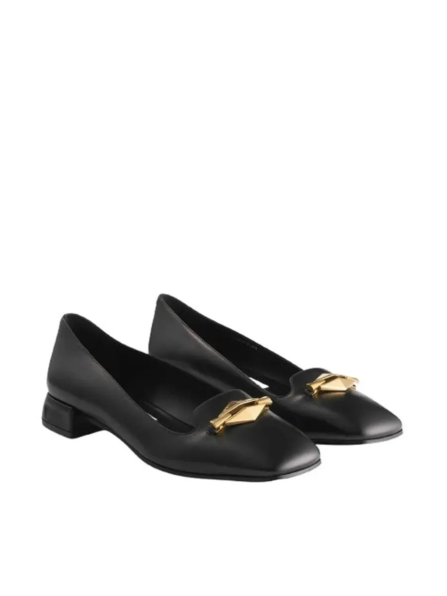 Женские балетки из кожи Ravi от Jimmy Choo, черный/золотой — изображение 2 из 3, черный/золотистый