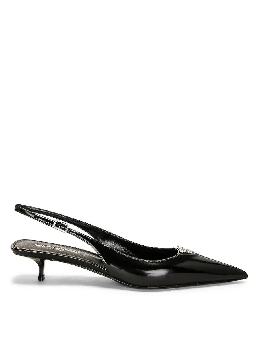 Кожаные туфли-лодочки на ремешке Saint Laurent Cherish — черный
