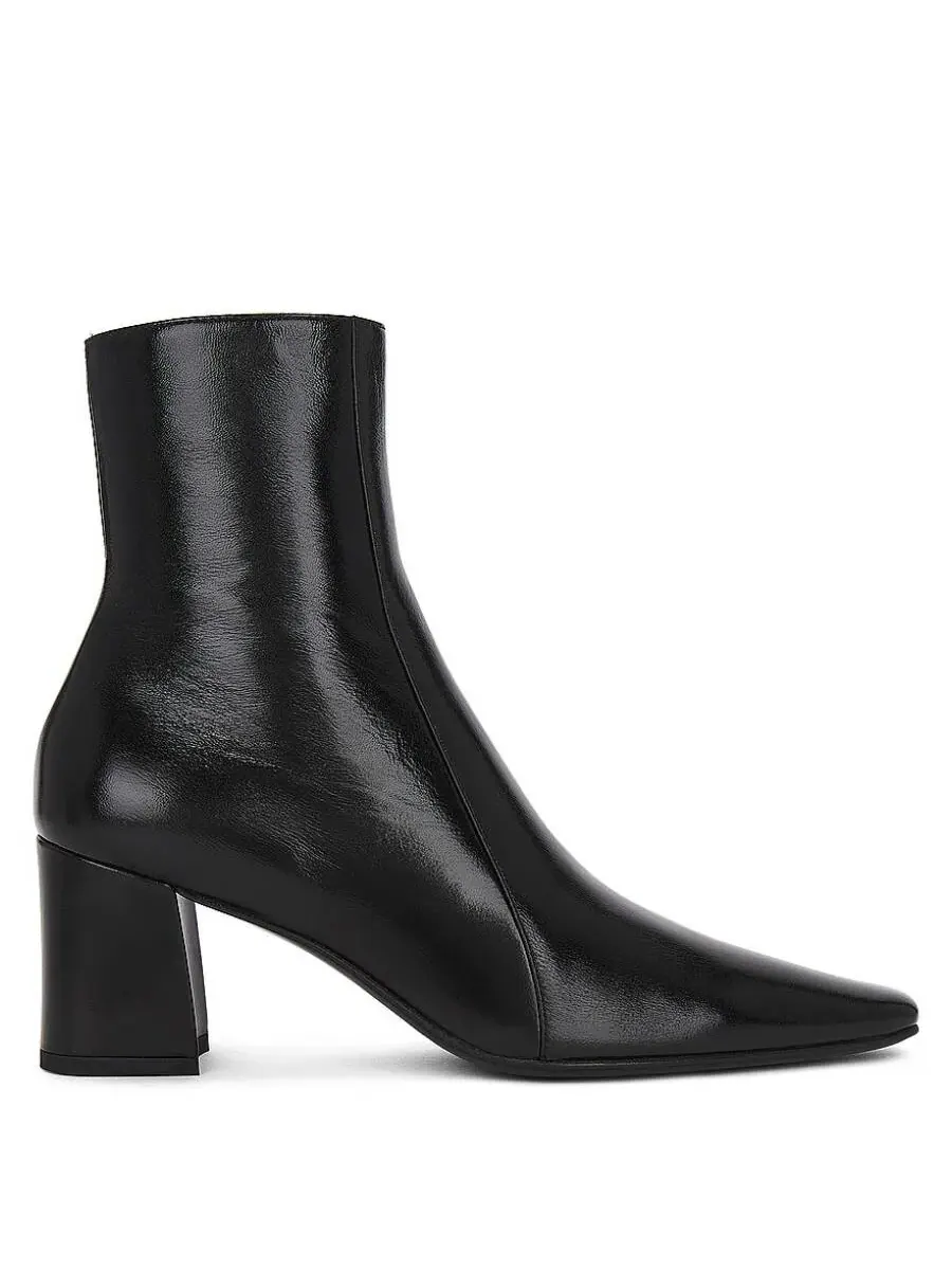 Ботильоны Saint Laurent Rainer из сжатой кожи на молнии — черный