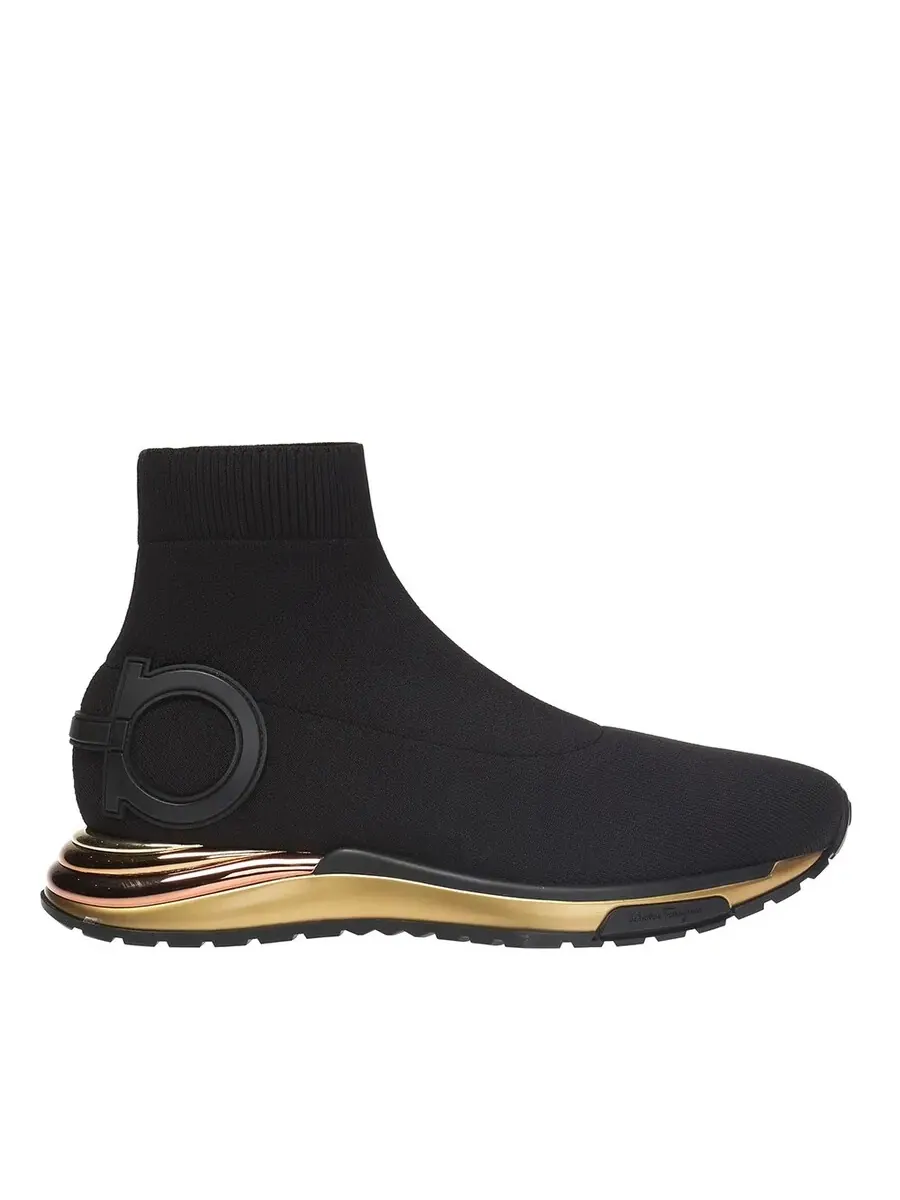 Женские носочные кроссовки Ferragamo с элементом Gancini — изображение 1 из 4, черный