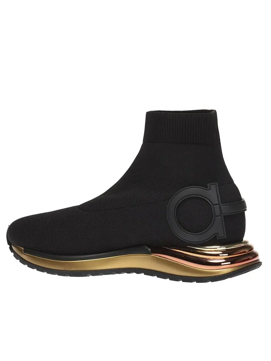 Женские носочные кроссовки Ferragamo с элементом Gancini — изображение 3 из 4, черный