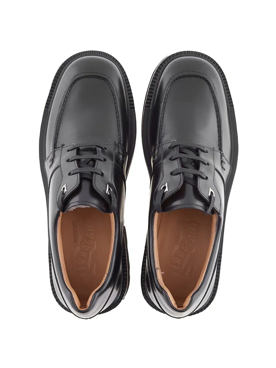 Туфли дерби Ferragamo Gorin на шнуровке с декором Gancini — изображение 4 из 4, черный