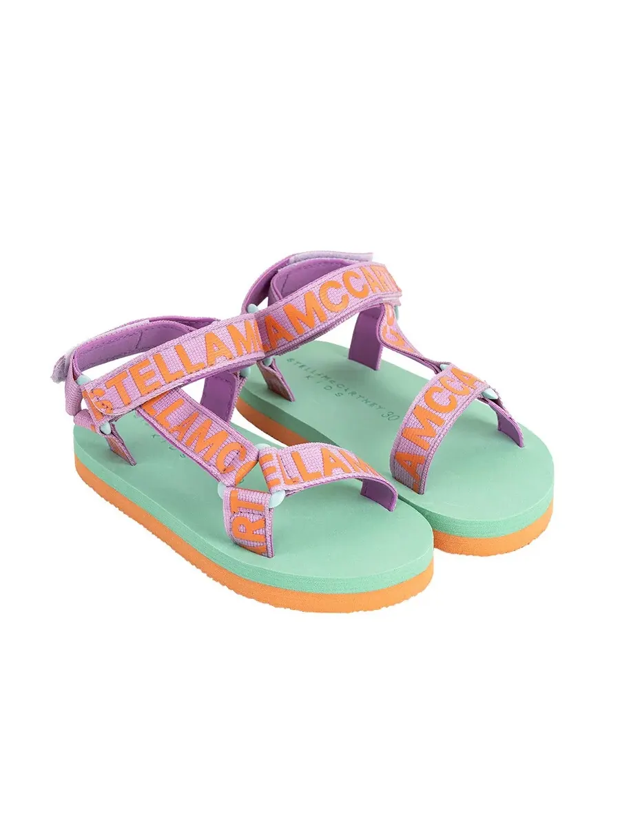 Сандалии Stella McCartney Kids с логотипом на ленте, сиреневый — изображение 2 из 3, фиолетовый