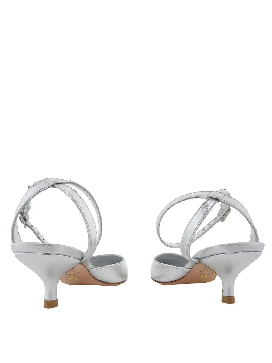 Туфли-лодочки Stuart Weitzman Barelythere 50 на каблуке-кистен, размер бренда 35 (американский размер 4,5), серебряный