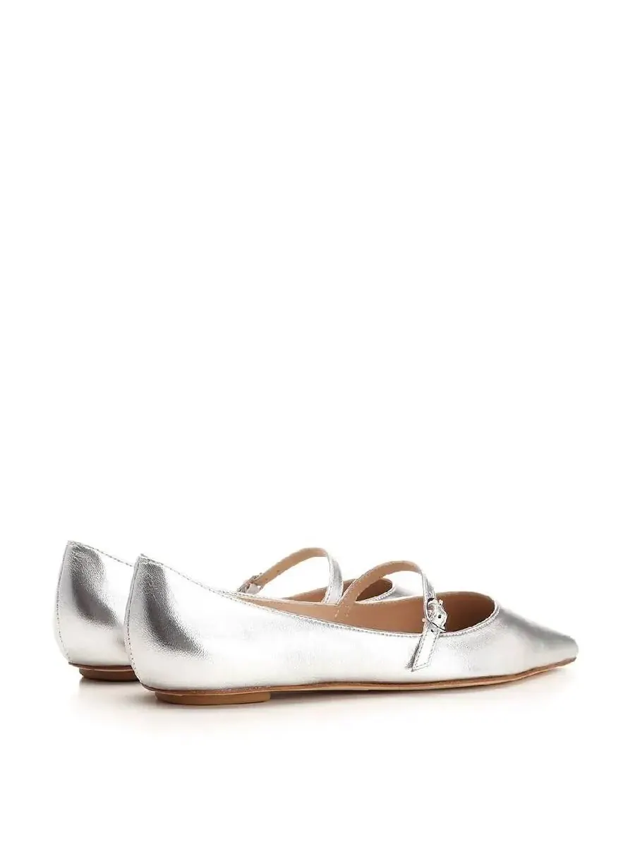 Балетки Stuart Weitzman Emilia Metallic Mary Jane — изображение 3 из 3, серебряный