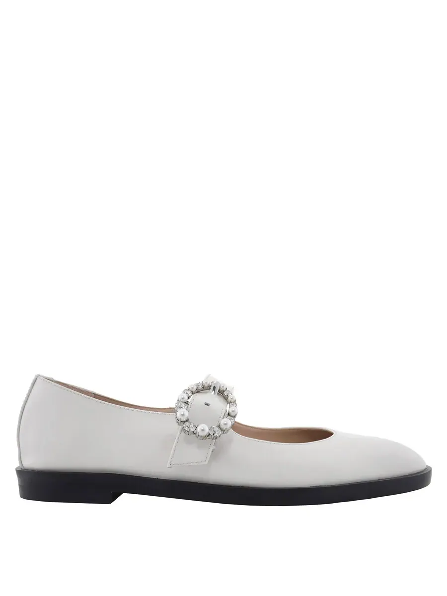 Туфли Mary Jane Stuart Weitzman Loralei с кристаллами, крем — изображение 1 из 4, бежевый