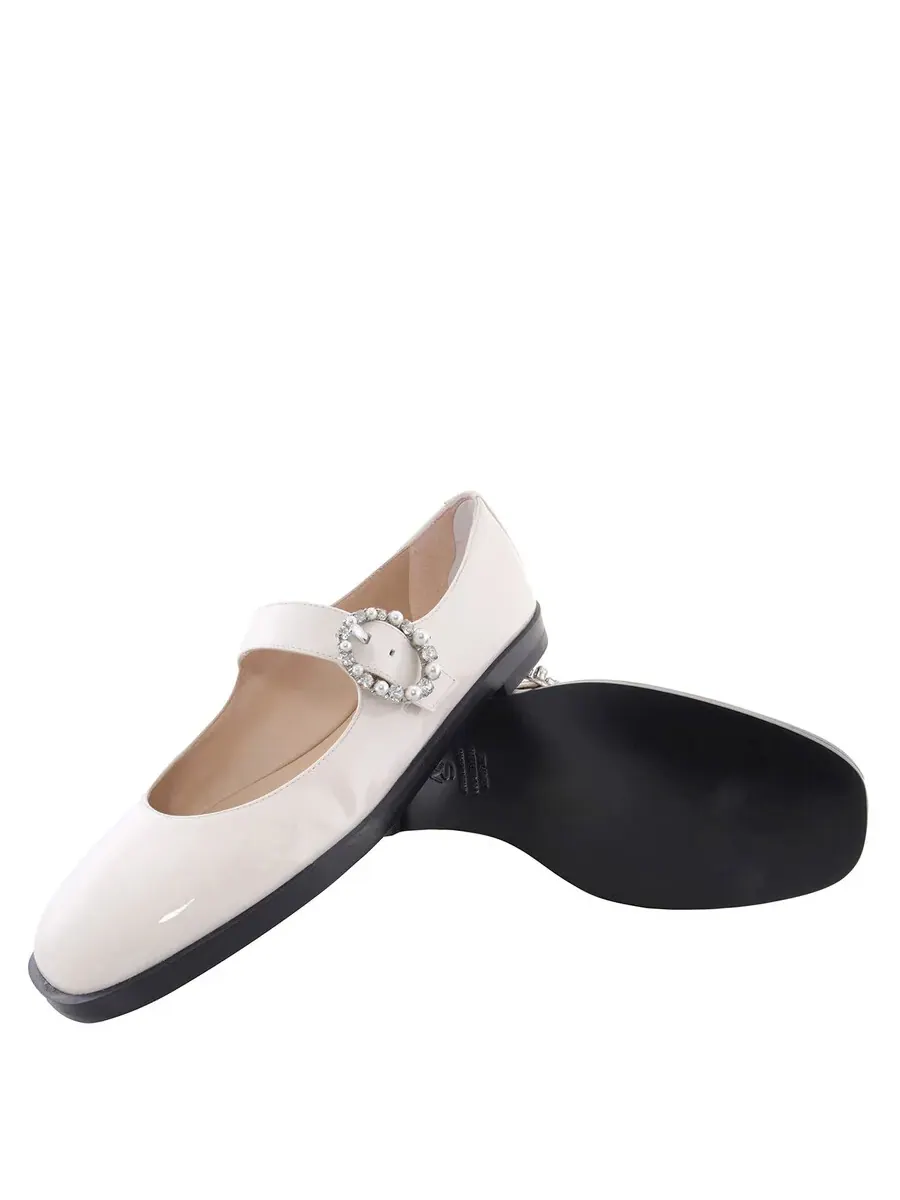 Туфли Mary Jane Stuart Weitzman Loralei с кристаллами, крем — изображение 2 из 4, бежевый