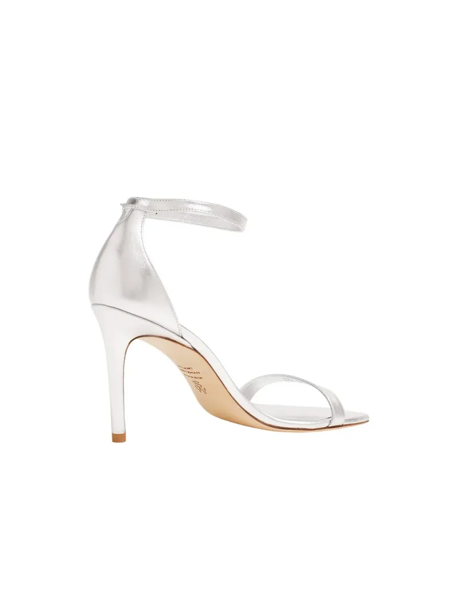Кожаные сандалии Stuart Weitzman Nunakedcurve 85 — изображение 3 из 3, серебряный
