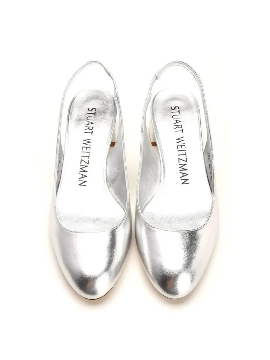Туфли-лодочки Stuart Weitzman Vivienne 35 с ремешком на пятке — изображение 3 из 4, серебряный