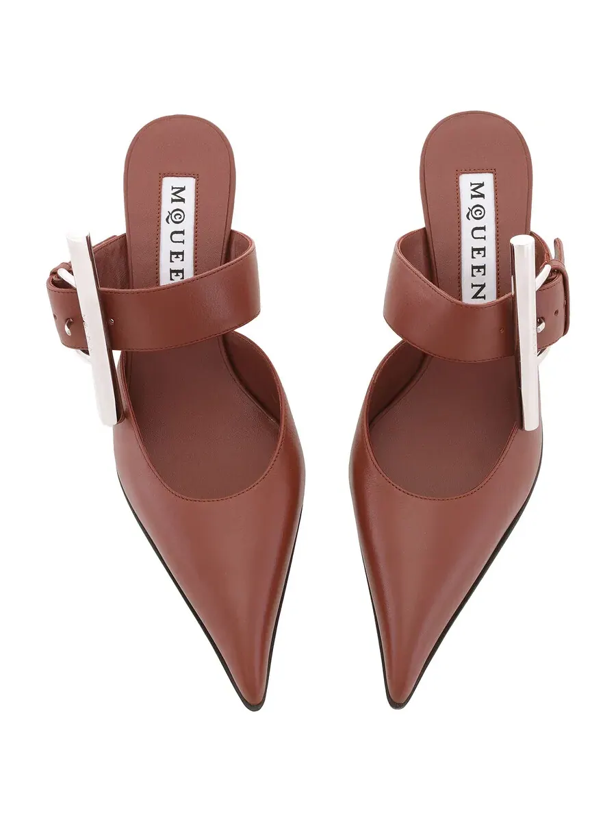 Кожаные мюли Alexander Mcqueen Ladies Rouge Fonce 70 мм Francisco — изображение 3 из 4, красный