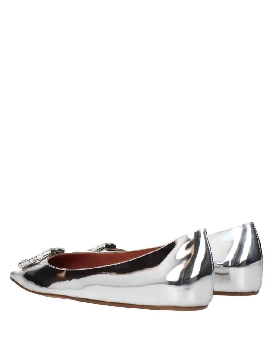 Балетки Amina Muaddi Mirror Silver Camelia — изображение 3 из 3, серебристый/белый