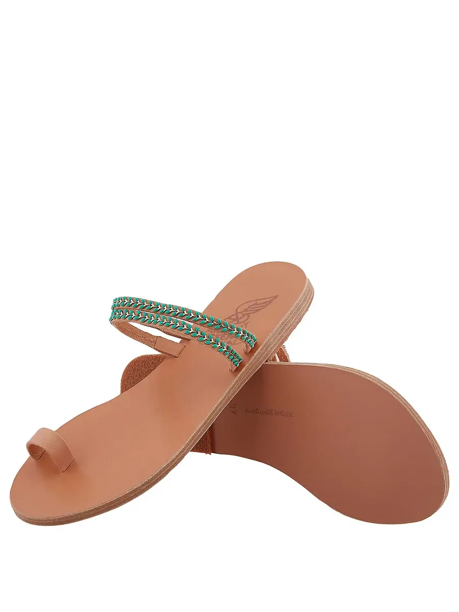 Женские сандалии Ancient Greek Sandals Skalida на плоской подошве — изображение 2 из 4, натуральный/синий