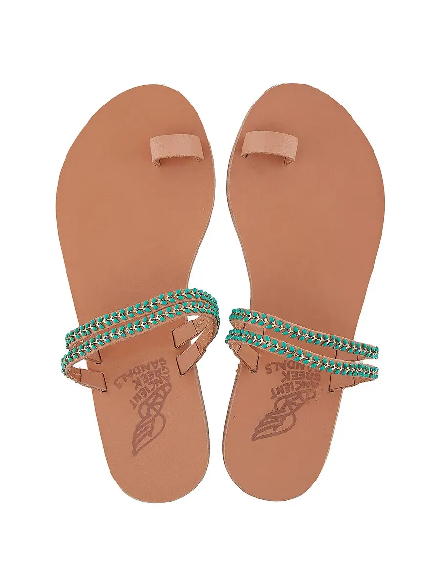 Женские сандалии Ancient Greek Sandals Skalida на плоской подошве — изображение 3 из 4, натуральный/синий