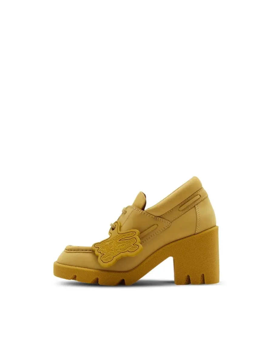 Лоферы Burberry Nubuck Stride с каблуком 65 мм — изображение 3 из 3, бежевый