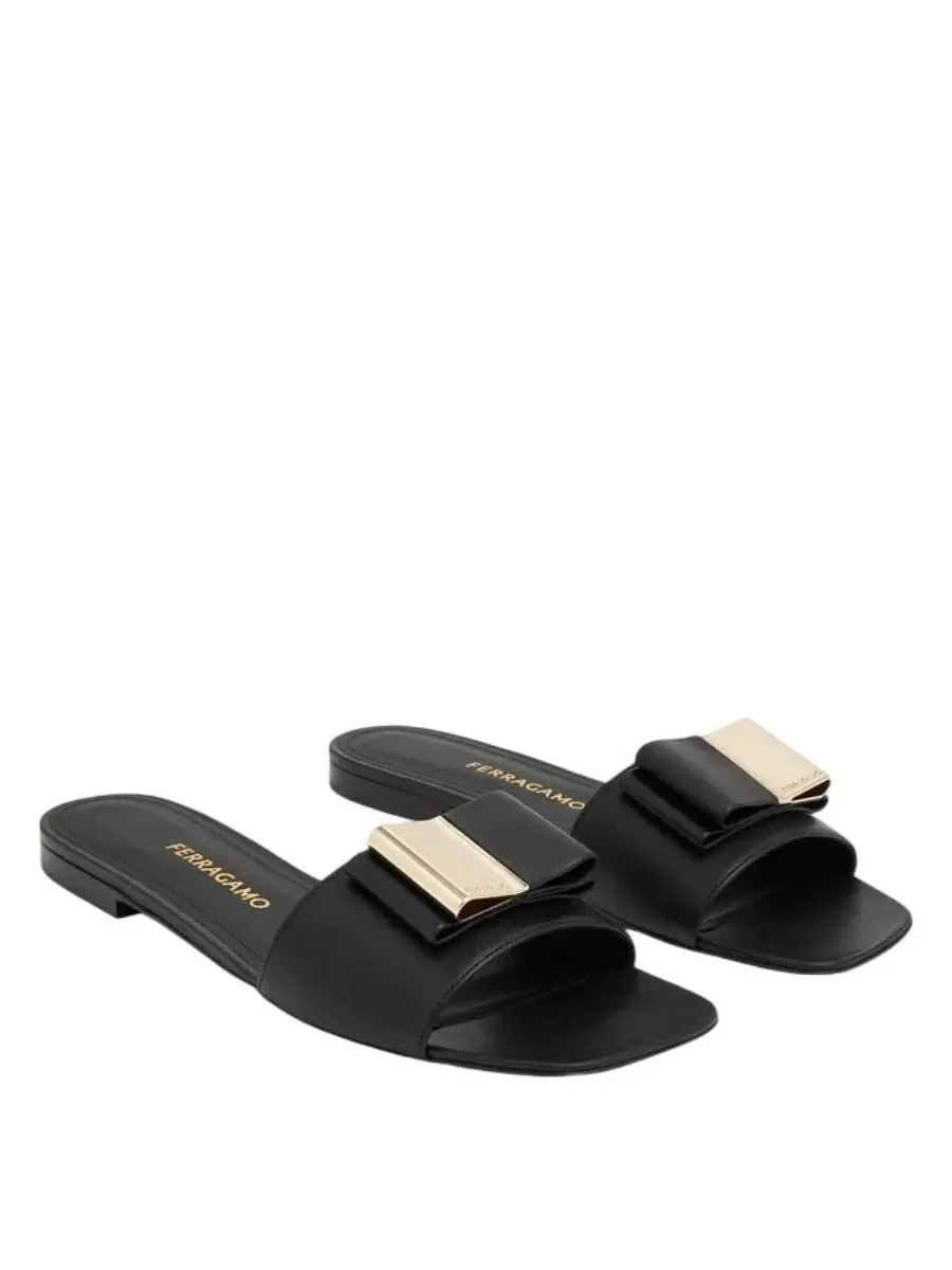 Шлепанцы Ferragamo Lyana с двойным бантом — изображение 2 из 3, черный