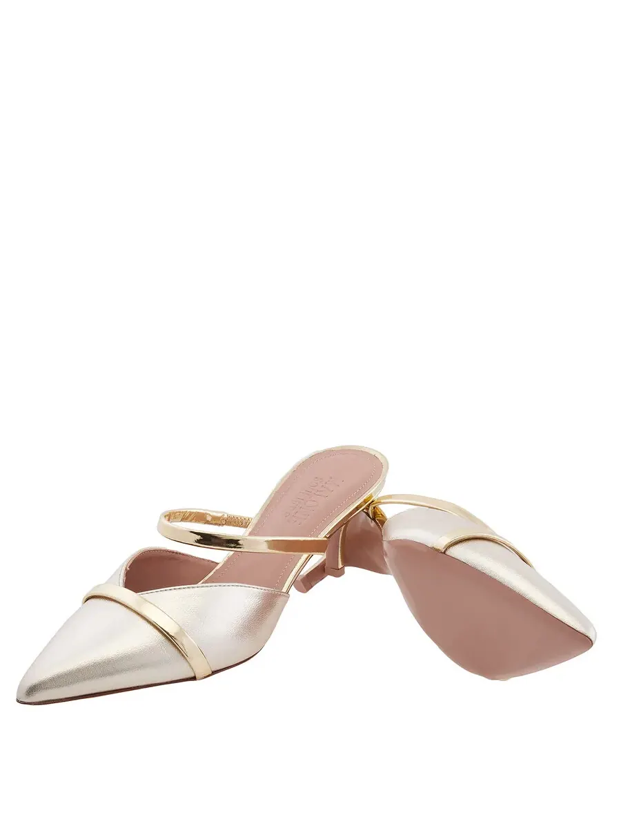 Туфли Malone Souliers Frankie 45 из кожи с каблуком-стилетто — изображение 2 из 4, серебристый