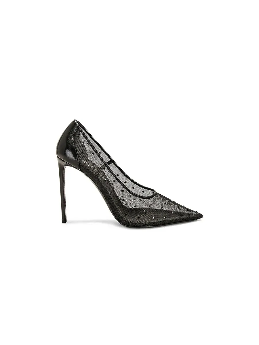 Туфли Saint Laurent Anja из сетки с кристаллами — изображение 1 из 4, черный/черный