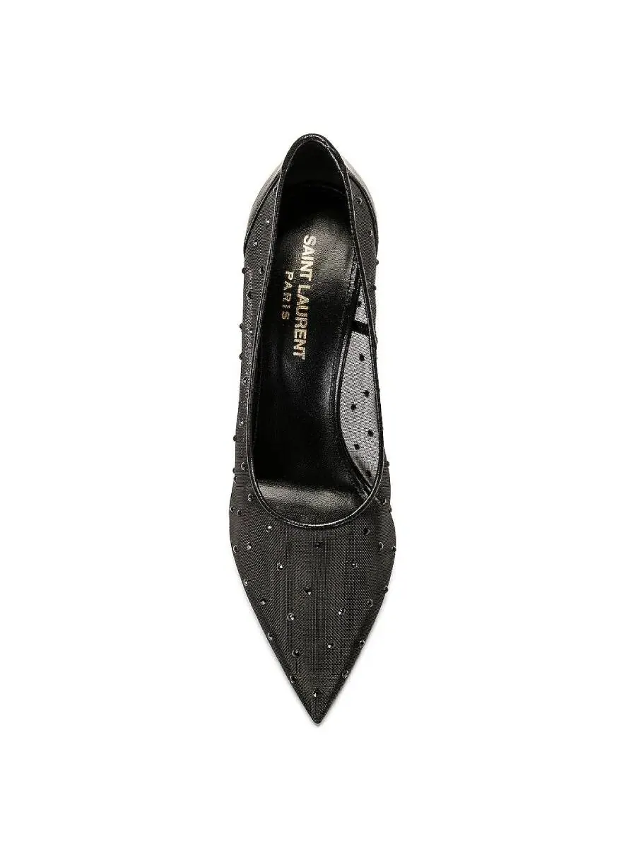 Туфли Saint Laurent Anja из сетки с кристаллами — изображение 4 из 4, черный/черный