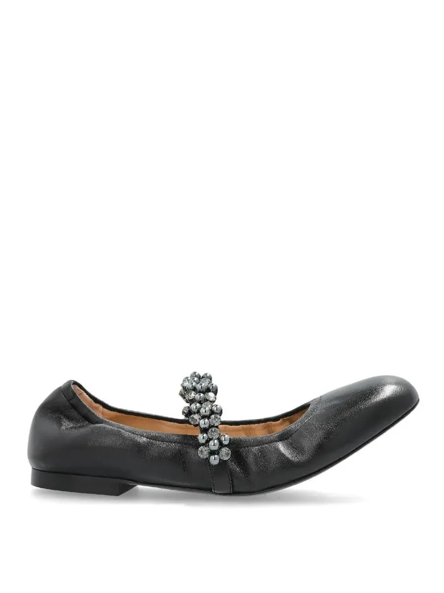Балетки из кожи Stuart Weitzman Poppy — изображение 1 из 4, черный/графитовый