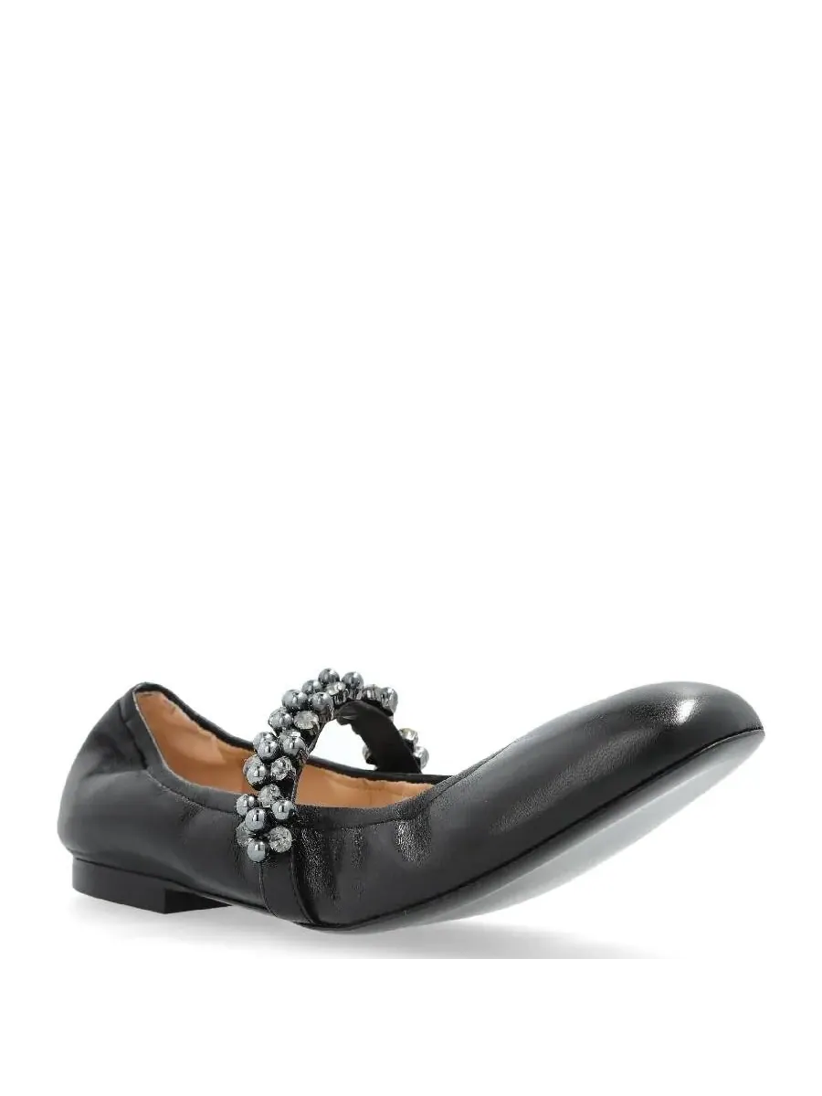 Балетки из кожи Stuart Weitzman Poppy — изображение 2 из 4, черный/графитовый