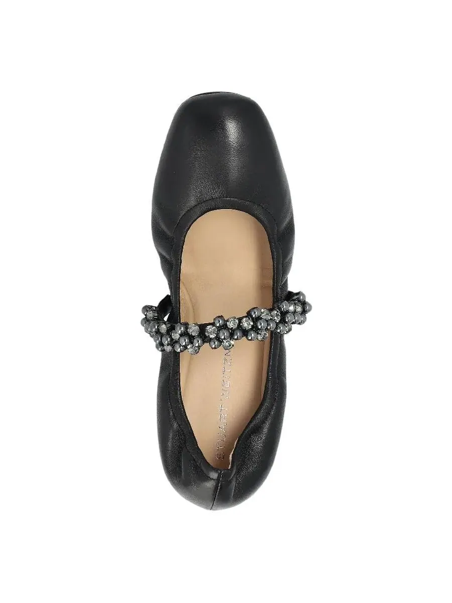 Балетки из кожи Stuart Weitzman Poppy — изображение 3 из 4, черный/графитовый