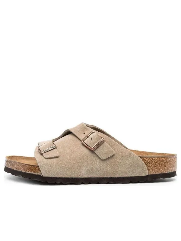 Тапочки zrich suede leather 'stone coin' Birkenstock — изображение 1 из 4, серый
