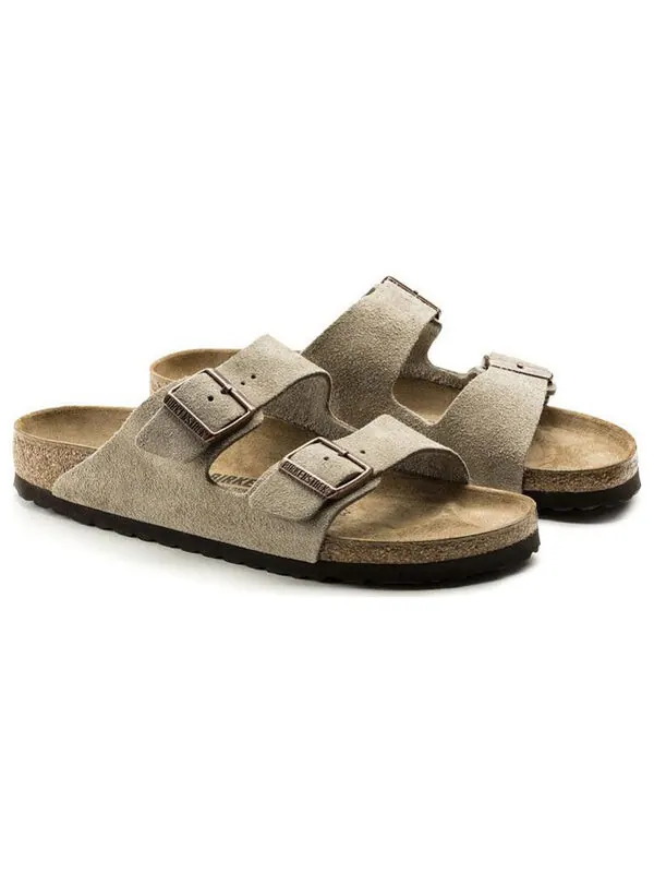 Тапочки arizona suede leather narrow fit sandals 'taupe' Birkenstock — изображение 3 из 4, бежевый