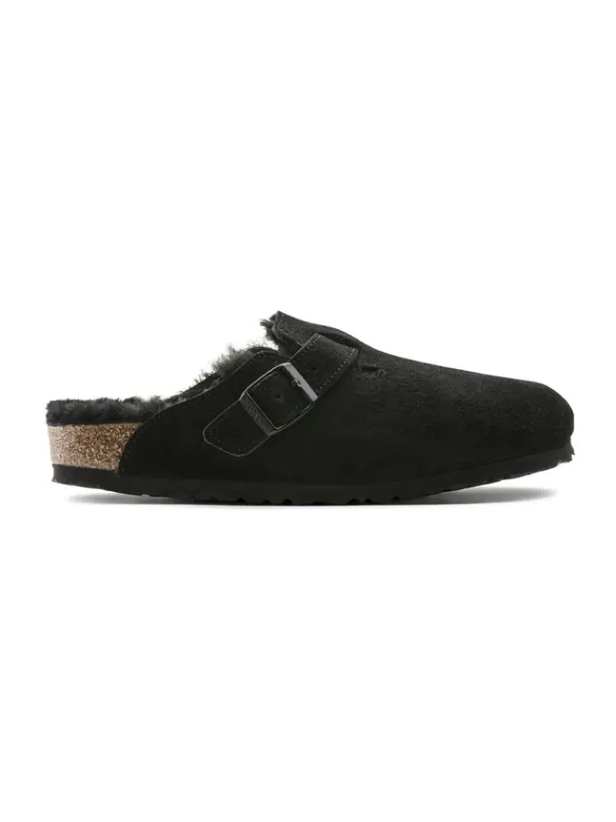 Мюли Birkenstock Boston Shearling Suede Leather — изображение 1 из 4, черный