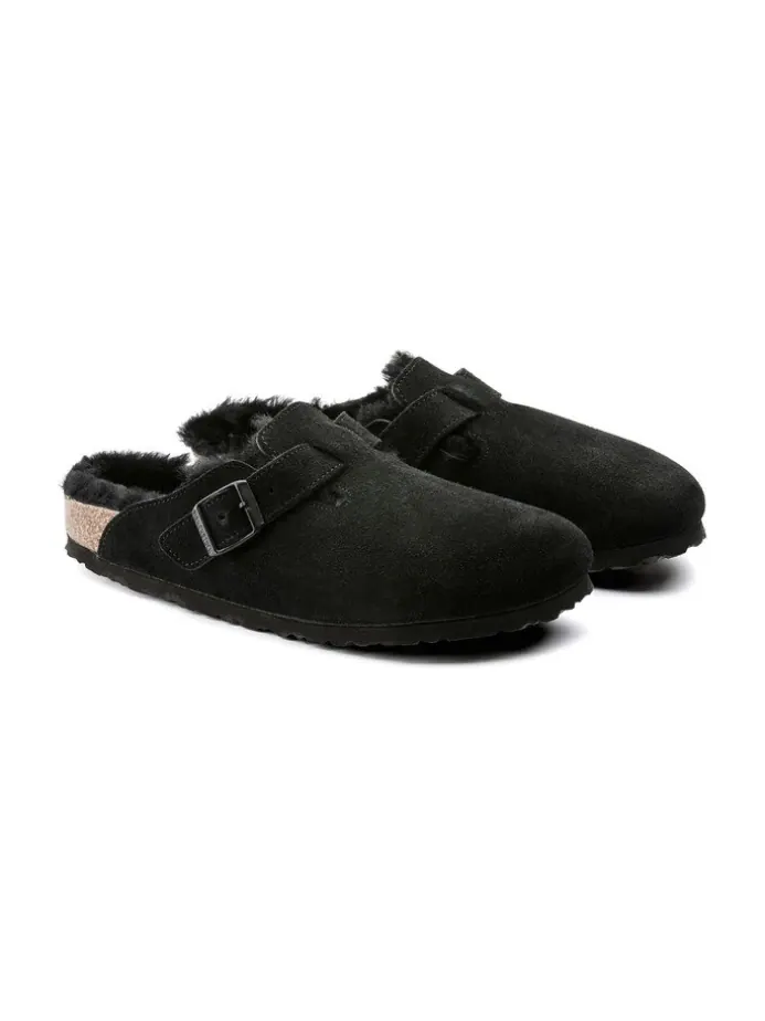 Мюли Birkenstock Boston Shearling Suede Leather — изображение 3 из 4, черный