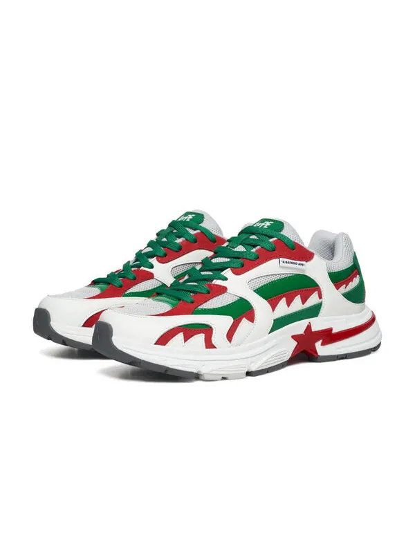 Кроссовки shark sta 'italy' A Bathing Ape — изображение 3 из 4, белый/зеленый/красный